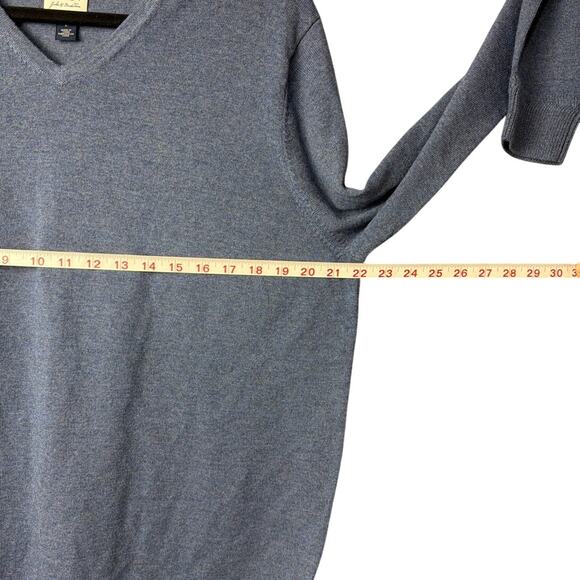 John W. Nordstrom Merino Wool Sweater V-Neck Slate Blue Italian Knit Luxury Sz L - Picture 3 of 8